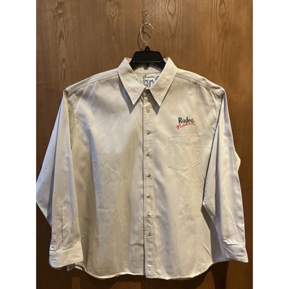 Rodeo Naked Embroidered Western Shirt Long Sleeve Button Up Khakie/Tan 60" Chest